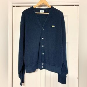 Vintage Izod LaCoste Cardigan Navy Alligator MENS XL